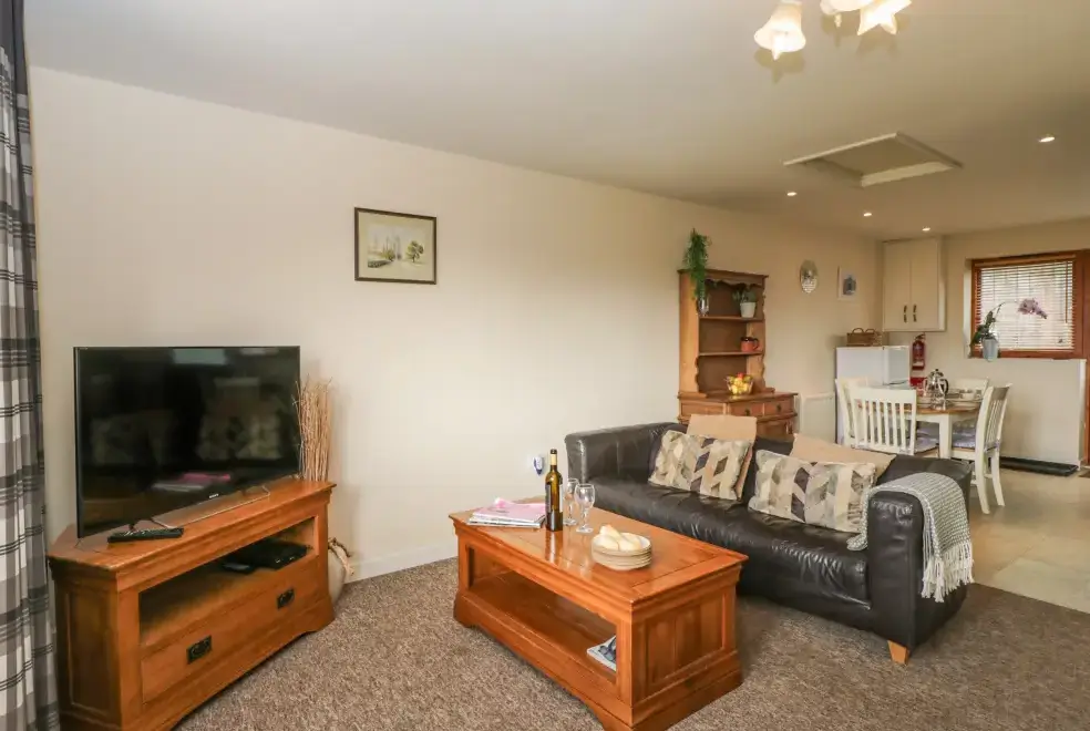 Open plan living area at Brindle Cottage