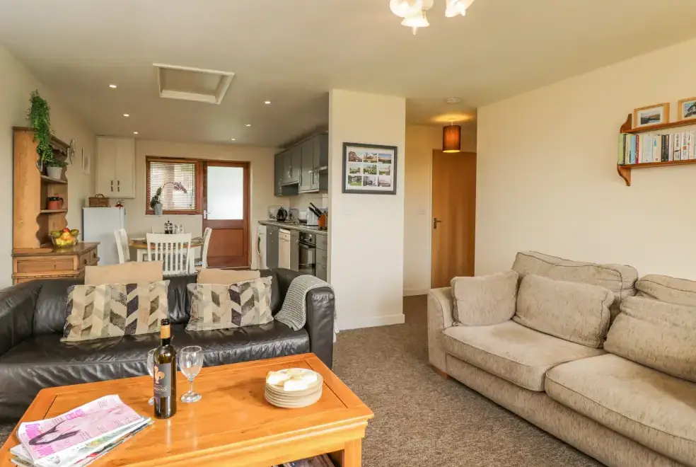 Open plan living area at Brindle Cottage