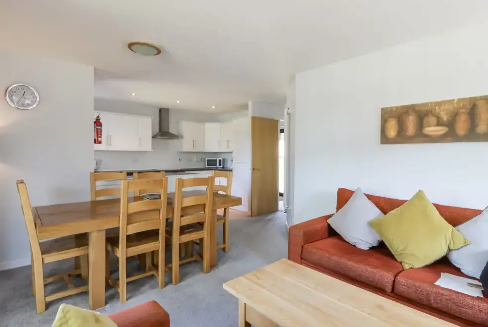 Open plan living area at Brunston Castle Lodge