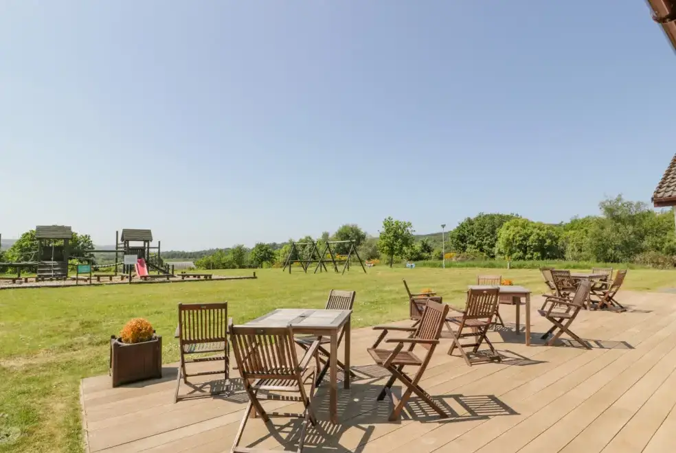 Decked area at Brunston Castle Lodge