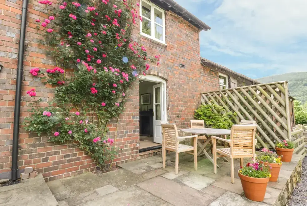 Patio area at Bryn Howell Holiday Barn