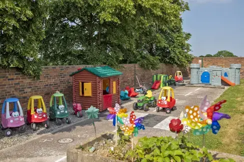 Children&rsquo;s play area at Buttercups & Hayloft Sleeps & Dines 16 with Pool, Sports Court & Play Area, Shropshire