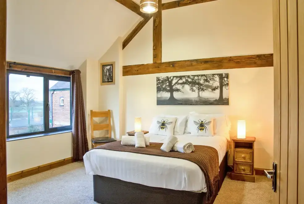 Bedroom at Buttercups & Hayloft Sleeps & Dines 16 with Pool, Sports Court & Play Area