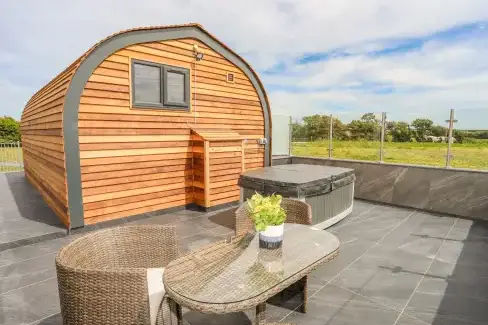 Private Hot Tub at Caban Cariad, Anglesey