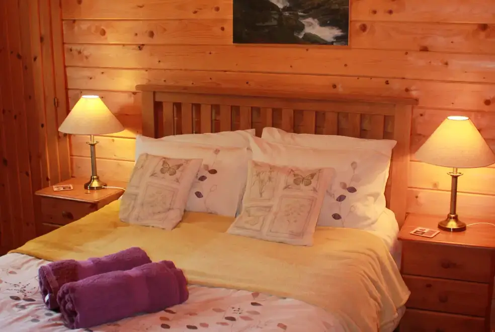 Bedroom at Caban Iwrch with all weather Hot tub