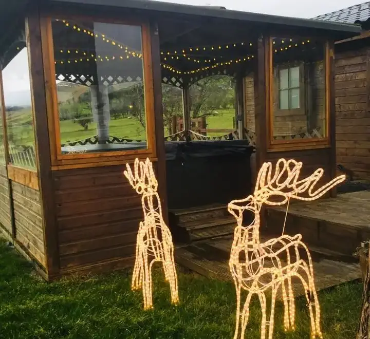 Enclosed garden at Caban Iwrch with all weather Hot tub