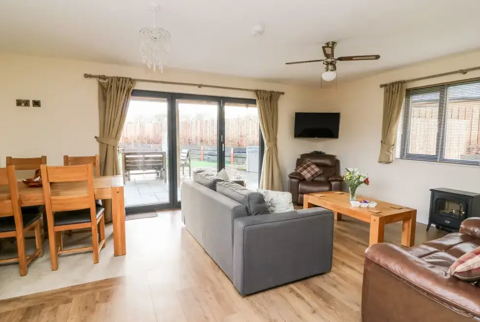 Open plan living area at Caban Nant Ddu
