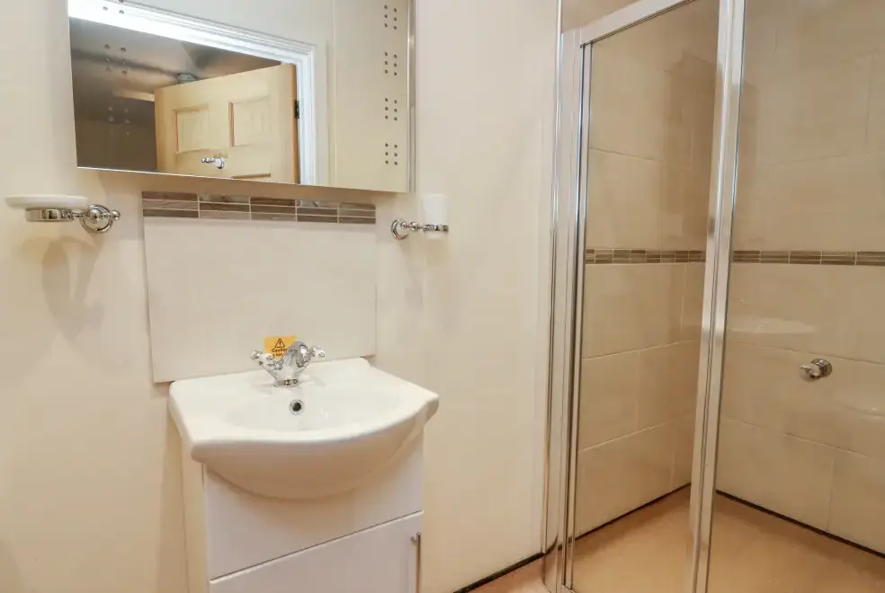 Shower room at Caban Nant Ddu