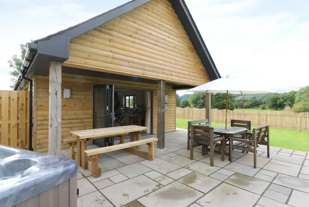 Patio area at Caban Nant Ddu