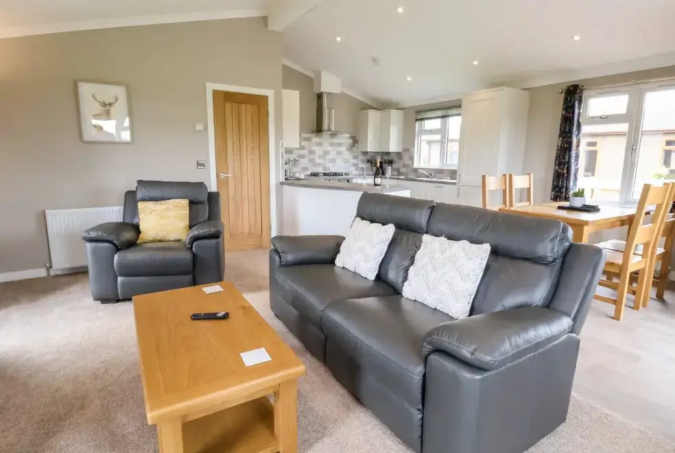 Open plan living area at Callow Holiday Lodge
