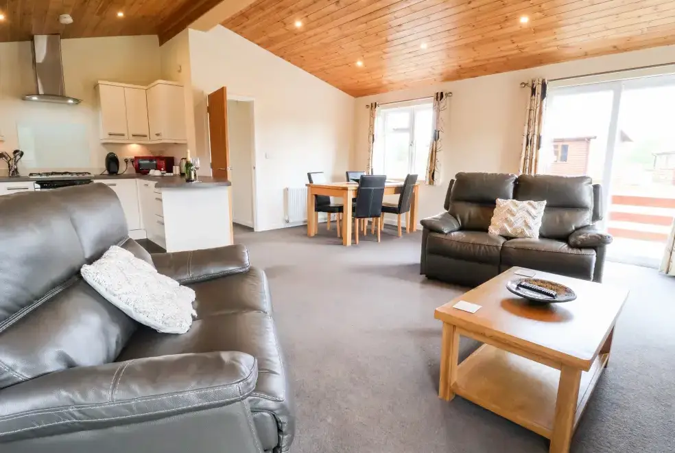 Open plan living area at Callow Timber Lodge 2