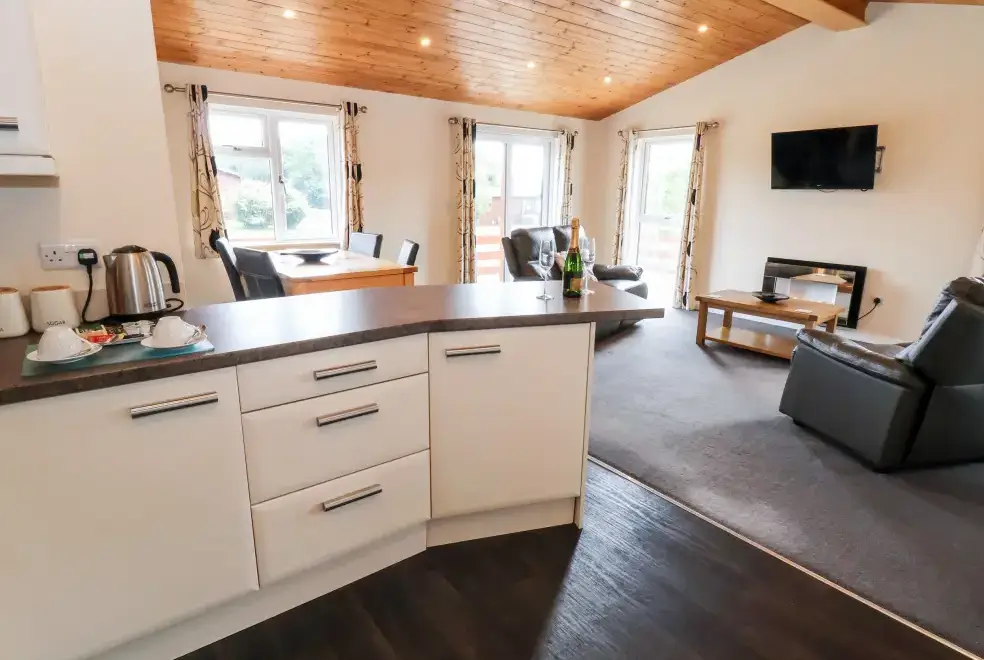 Open plan living area at Callow Timber Lodge 2