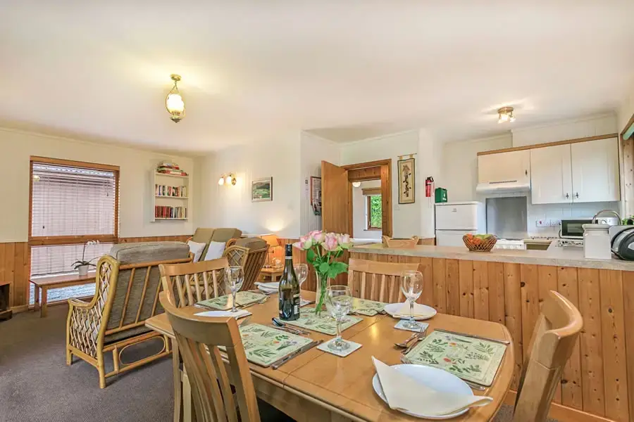 Open plan living area at Cedar Lodge