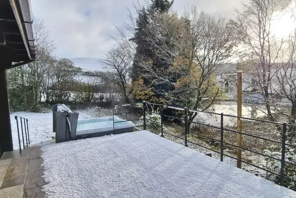 Patio area at Cefn-nant Lodge