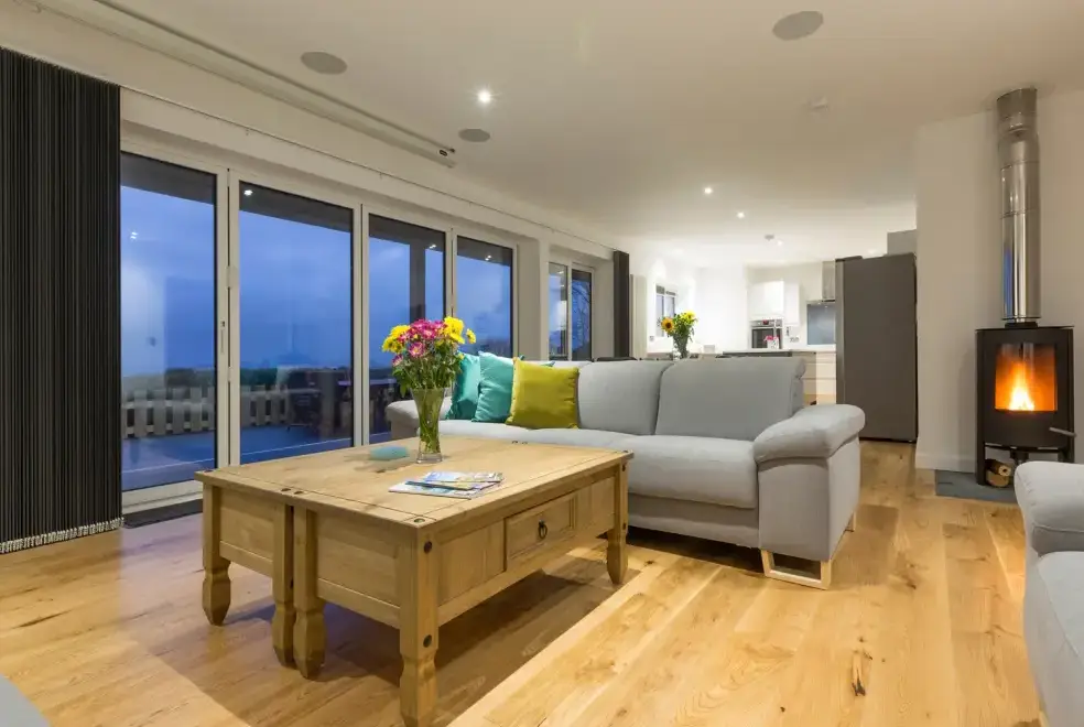 Open plan living area at Chy Lowen