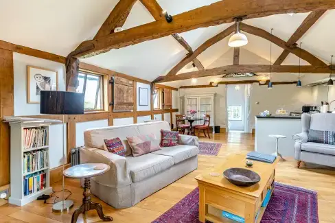 Open plan living area at Cider Mill Country Cottage, Herefordshire