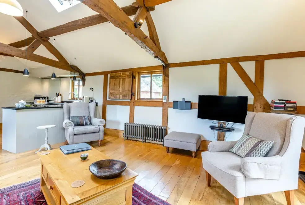 Open plan living area at Cider Mill Country Cottage