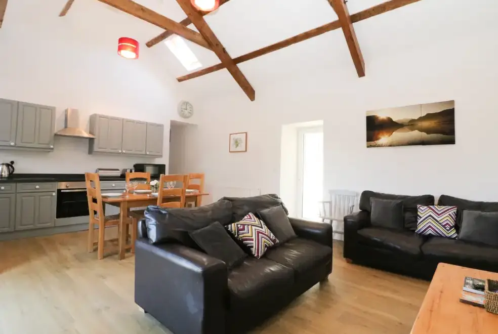 Open plan living area at Coetsiws