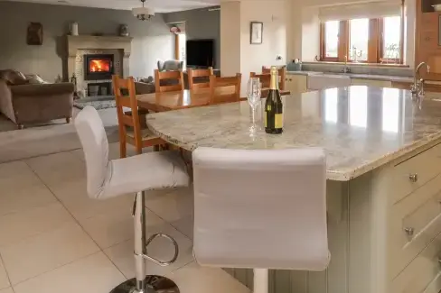 Open plan living area at Coppa Hill Barn, North Yorkshire