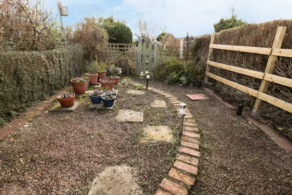 Enclosed garden at Corbett Cottage, Northumbria