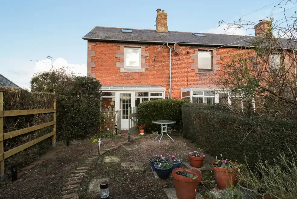 Enclosed garden at Corbett Cottage, Northumbria