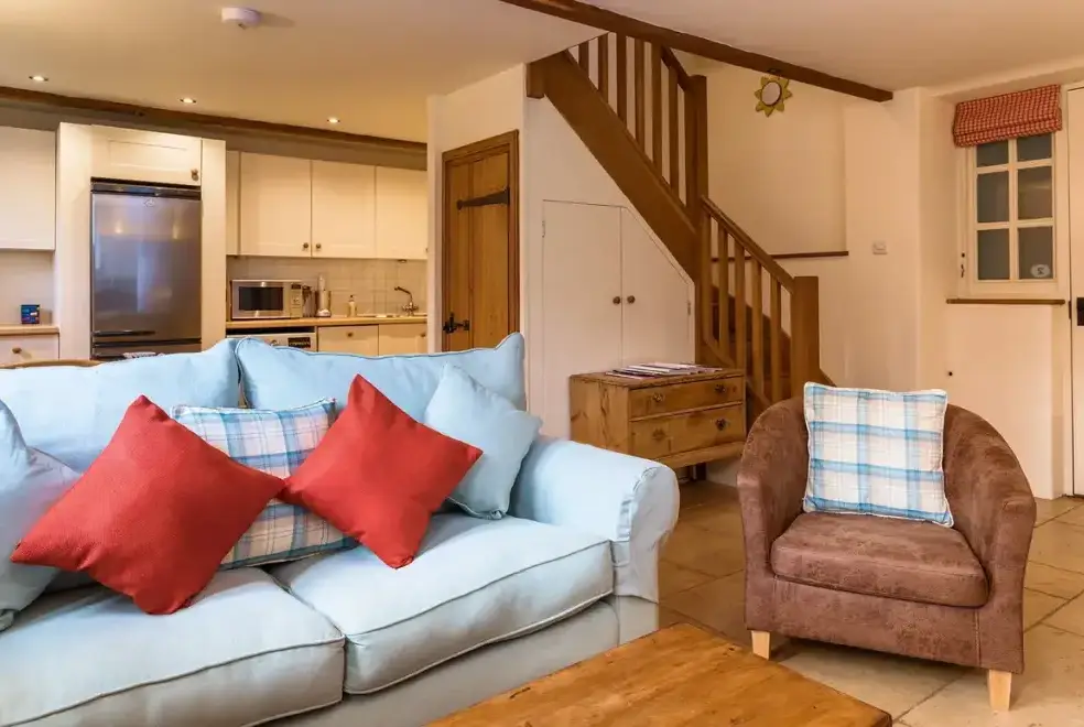 Open plan living area at Cottage 2 New Yatt Farm