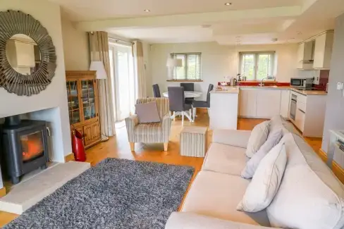 Open plan living area at Cottam Cottage Farm, Lancashire