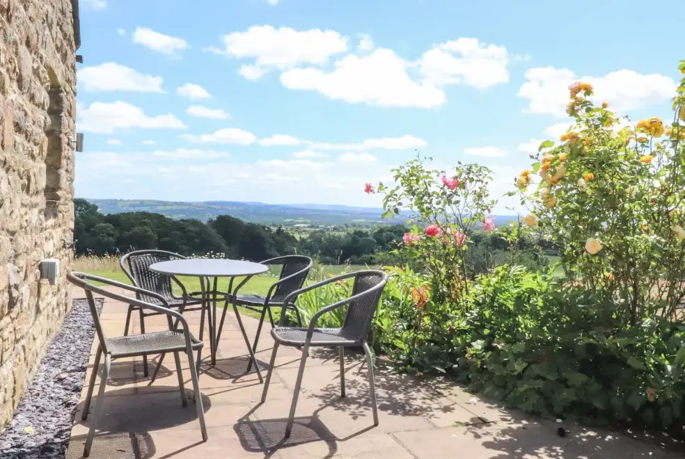 Patio area at Cottam Cottage Farm