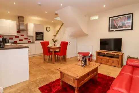 Open plan living area at Cow Byre, Oxfordshire