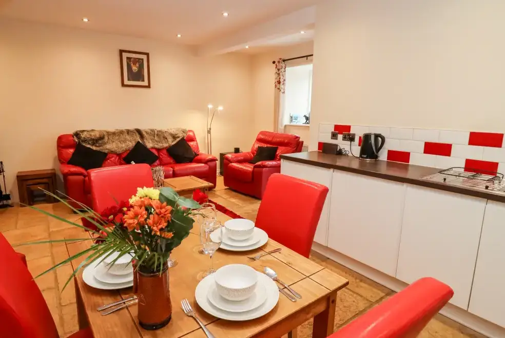 Open plan living area at Cow Byre