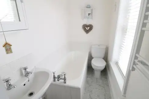 Family bathroom at Croft View Family-Friendly Cottage, North Yorkshire