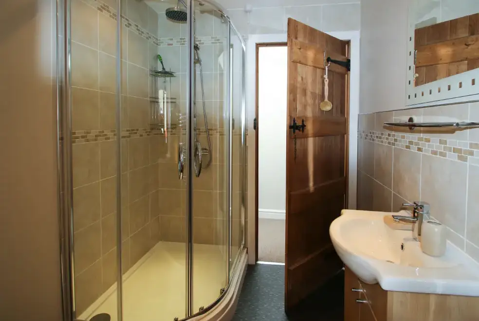 Shower room at Cwm Derw Cottage