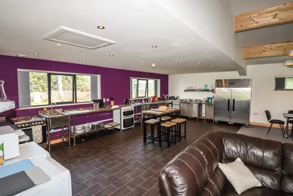 Open plan living area at Dale's Lodge