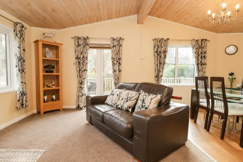 Open plan living area at Damson Lodge