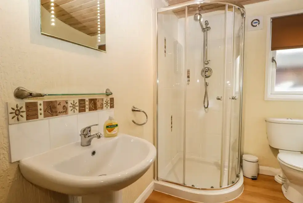 Shower room at Damson Lodge