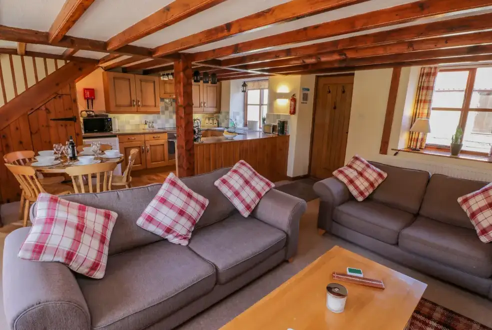 Open plan living area at Danby Cottage