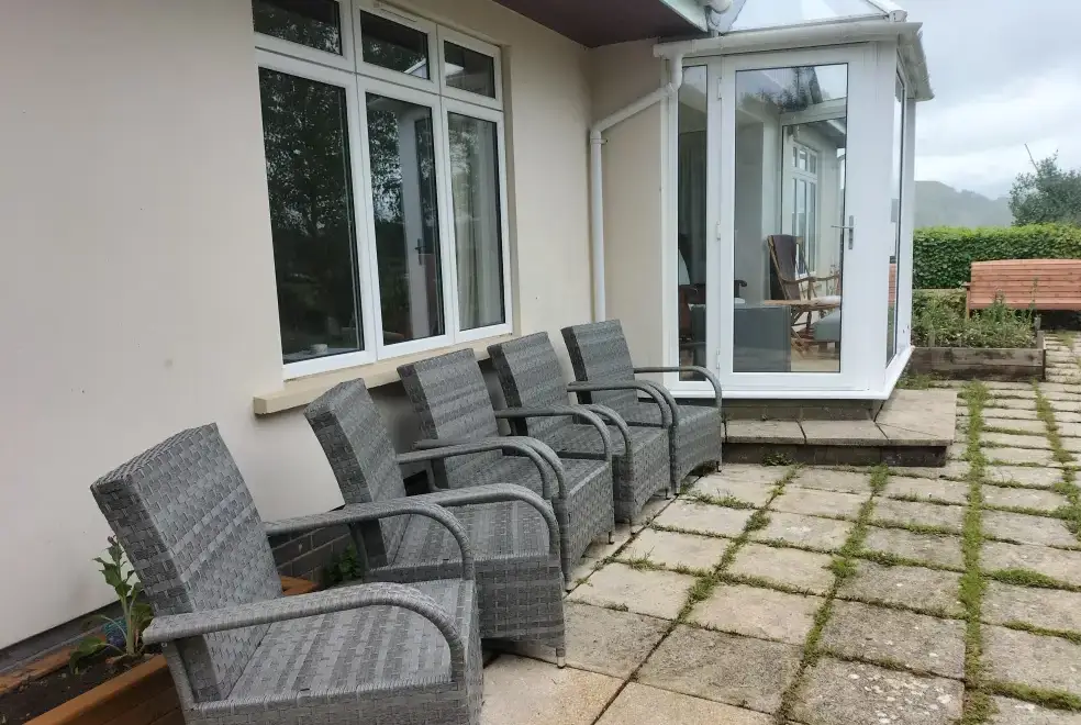 Patio area at Dolwen