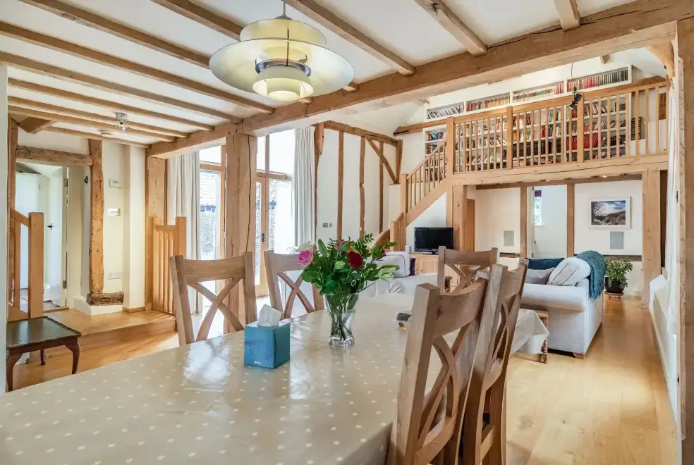 Open plan living area at Ducksfoot Barn