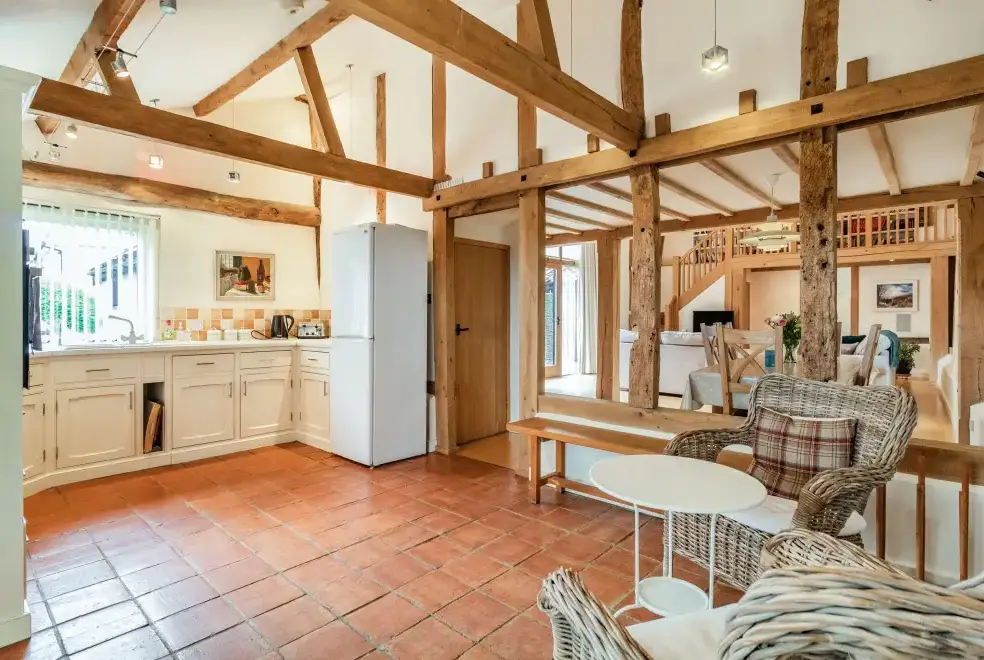 Open plan living area at Ducksfoot Barn