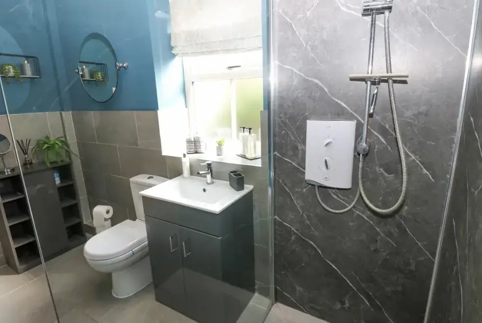 Shower room at East Crossthwaite Cottage