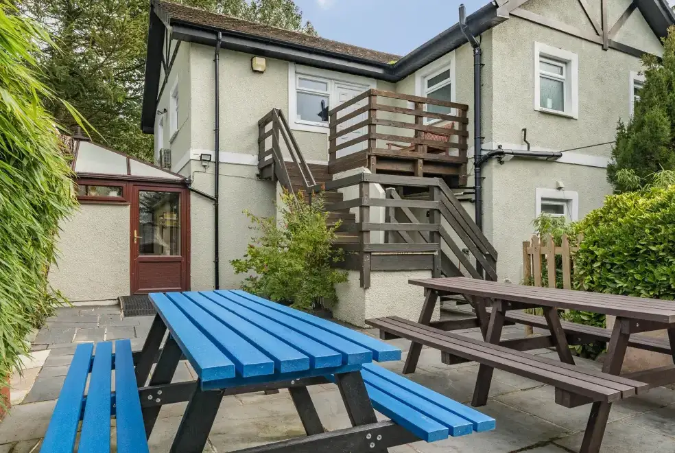 Patio area at Eden Holiday House near the Lake District