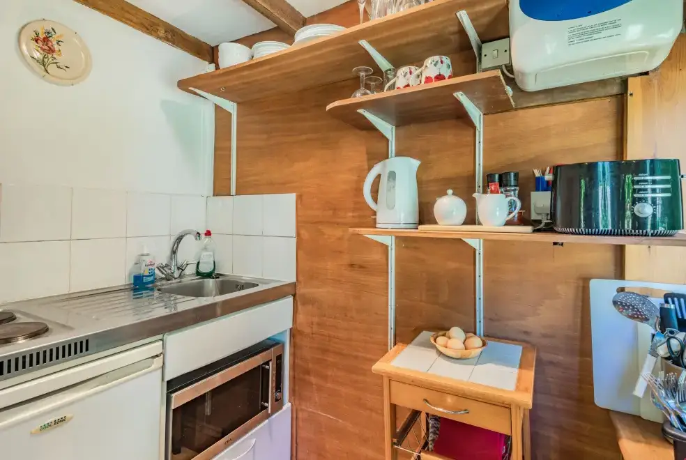 Kitchen/diner at Endymion Cabin, New Forest National Park