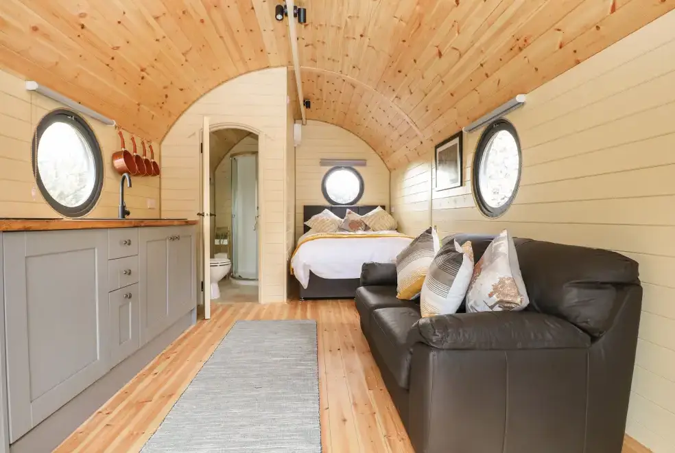 Open plan living area at Filbert Pod