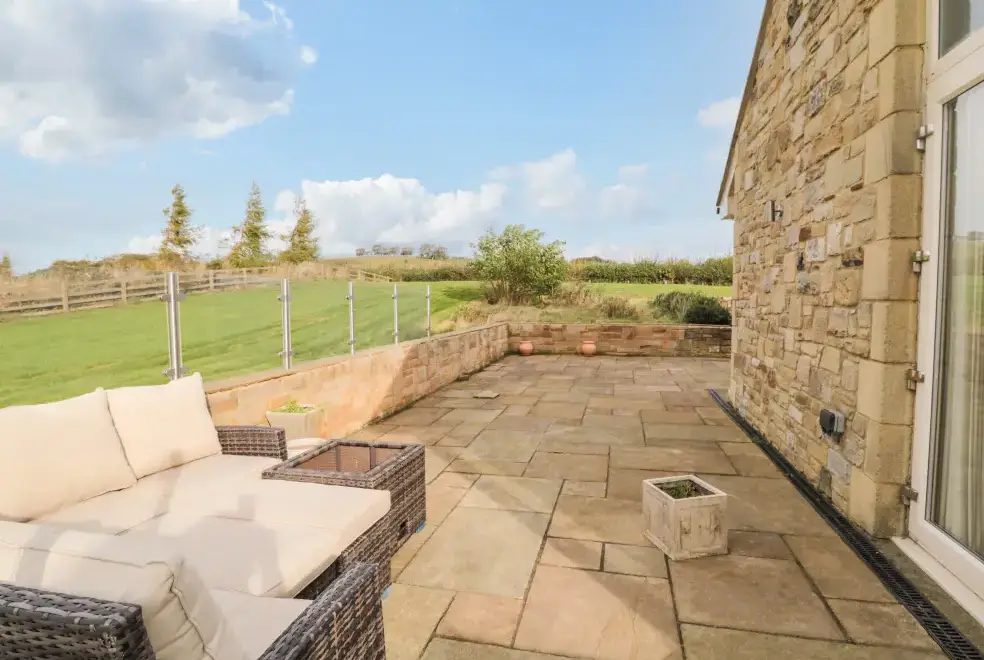 Patio area at Fontburn Farmhouse