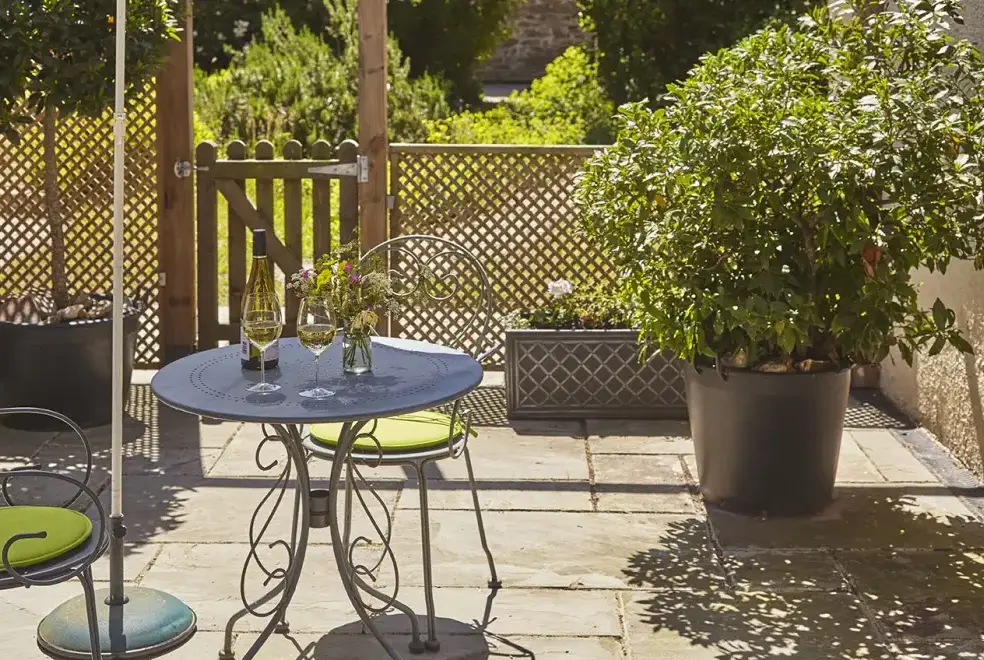 Patio area at Garden Cottage at Twistgates Farm Cottages