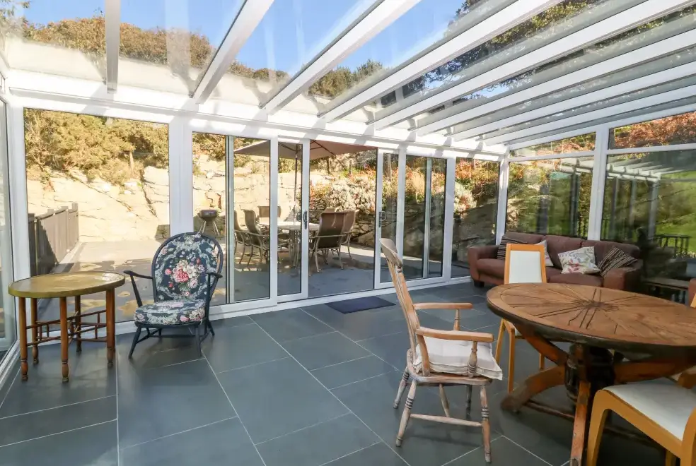 Conservatory at Garth Morthin Holiday Barn, near Snowdonia National Park