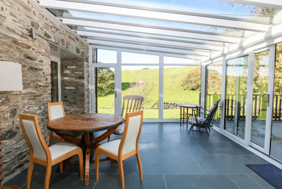 Conservatory at Garth Morthin Holiday Barn, near Snowdonia National Park