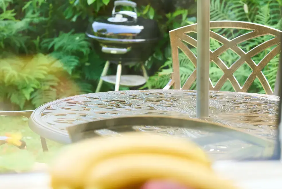 Garden furniture at Gatehouse West, Colmer Estate