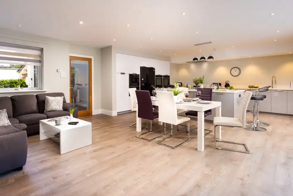 Open plan living area at Glebe Holme