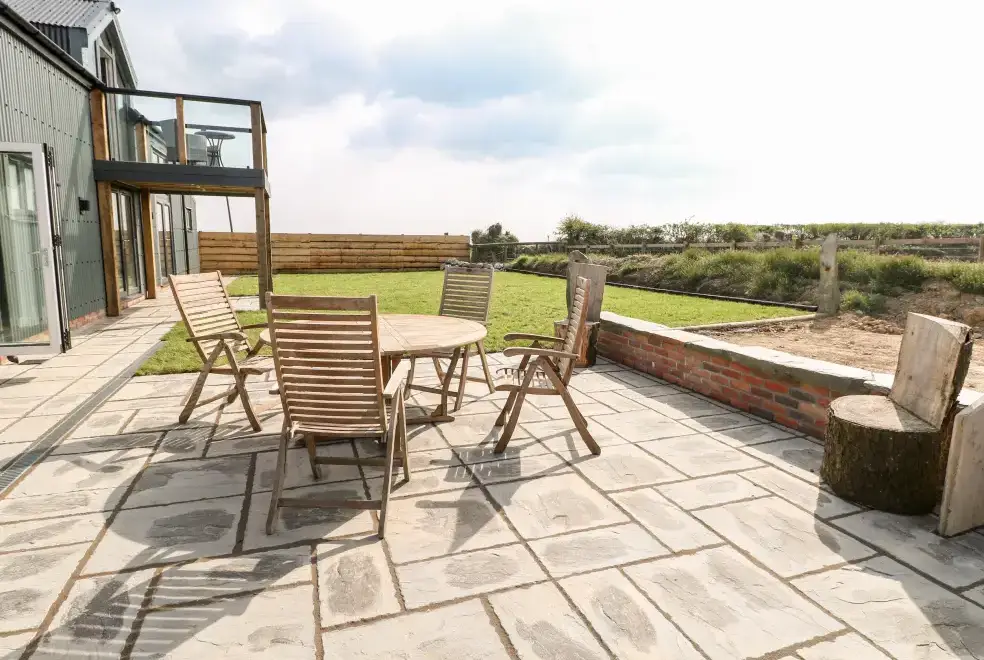 Patio area at Glowty Brynbedw